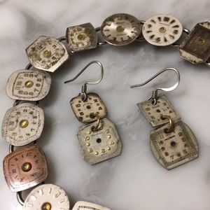 Vintage Watch Face Bracelet and Earrings